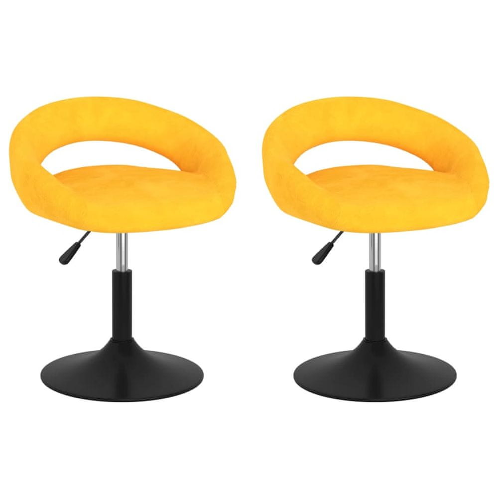 Vidaxl  vidaXL Otočné jedálenské stoličky 2 ks horčicovo-žlté zamatové